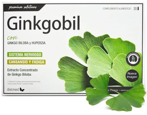 Memoria y Concentración con Ginkgo Biloba y Fosfatidilserina - Apoyo al Sistema Nervioso y Rendimiento Mental - Con Huperzia y Vitaminas B6 B12-20 Ampollas Bebibles - DietMed