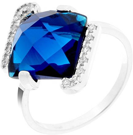 Orphelia Damen-Ring 925 Silber rhodiniert Zirkonia blau Quadratschliff ZR-7208