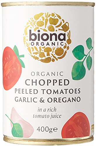 BIONA Organic Chopped Tomatoes with Garlic & Oregano 400g (PACK OF 1)