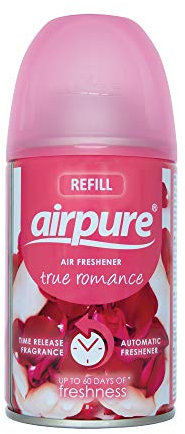 airpure Air-O-Matic Air Freshener Refill, 250ml, Automatic Spray Fragrance for Home, Office, Kitchens and Anywhere for a Burst of Fresh Scent - True Romance Fragrance