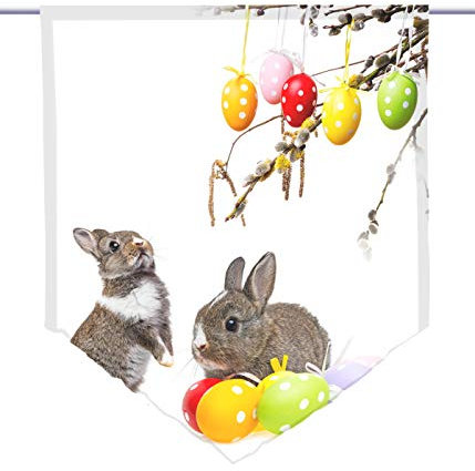 gardinen-for-life Scheibenhänger Osterhasen Transparent, Edler Scheibenhänger aus Feiner Voile in Verschiedenen Größen (HxB 75x60cm)
