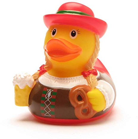 Duckshop I Badeente Trachten Frau I Quietscheente I L: 8,5 cm I Quietscheentchen I Geschenk für Oktoberfest-Besucher I Präsent Sammler