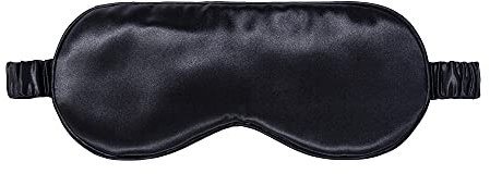 Slip Schlafmaske aus Seide, Schwarz (Einheitsgröße) – 100% reine Maulbeerseide, Augenmaske mit 22 Momme – bequeme Schlafmaske mit Gummiband + Füllstoff aus reiner Seide und Innenfutter