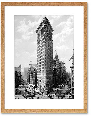 Wee Blue Coo Flat Iron Building Ny 1903 Vintage History Old BW Photo & Framed Wall Art Print