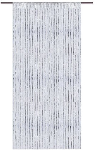 Bestlivings Fadenvorhang mit Stangendurchzug, Gardine in Lurex-Optik, Dekoartikel in vielen Farben und Größen (weiß - perlweiß / 140x250 cm)