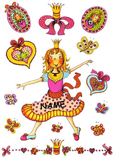 13 TLG. Set Fensterbilder - Ballerina/Prinzessin - Tänzerin - incl. Name - statisch haftend - selbstklebend + wiederverwendbar/Herzen & Schmetterlin..