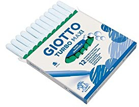 Giotto 456020 Filzstifte Turbo, Turbo Maxi breite Spitze, 1–3 mm, 12 Stück, dunkelgrün