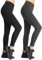 iLoveSIA 2er Pack Damen High-Waist Leggings 7/8-Länge -Sportleggings aus blickdichter, weicher Baumwolle für Yoga Fitness Laufen Freizeit Schwarz+Grau Size S
