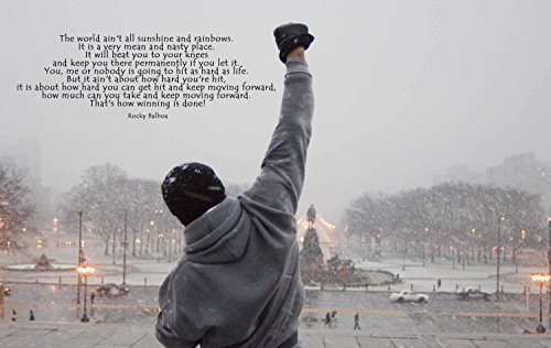 Sattie Rocky Balboa BILD MIT ZITAT BOXEN SPORT Boxing English Colour Text Print Canvas Bild auf Keilrahmen Leinwand Giclee 120x80 cm Wandbild Kunstdruck auf Leinwand Wandmontage Wohnzimmer