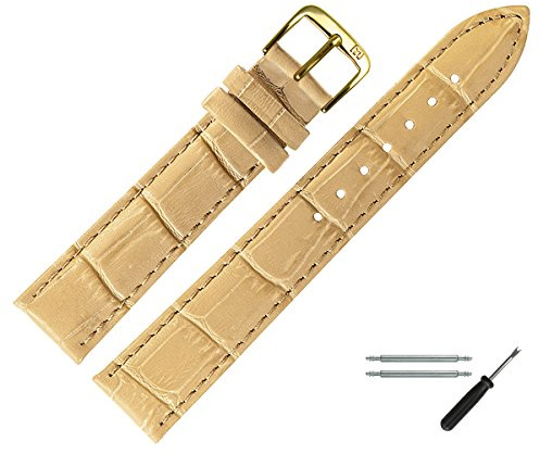 MARBURGER Uhrenarmband 12mm Damen Leder Alligator Prägung - Werkzeug Montage Set 14312