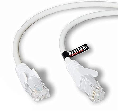 rhinocables CAT 6 High-Speed Gigabit Ethernet Cable - Patch Network Lead for LAN| Snagless UTP With LSZH Jacket | RJ45 Connector - Internet, Router, Modem, Smart TV, PC & More (20m, White, Pack of 1)