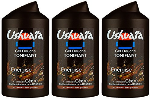 Ushuaïa - Gel Douche Homme Tonifiant Energise à l'Extrait de Cèdre des Hauts Plateaux de La Réunion - 250 ml - Lot de 3