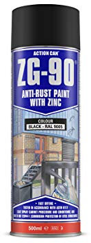 (PACK OF 2) 500ml ZG-90 BLACK RAL9005 Anti Rust Zinc Galve Metal Paint