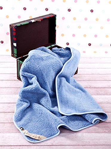 Merino Wool Bedding Merino Schafwolldecke/BLAU Kuscheldecke 100 x 140 cm, 100% Merinowolle, Schafwolle Merinowolle 140/100cm