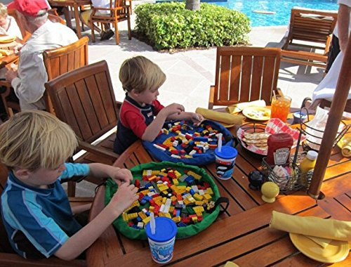 Hivel Portable Toy Storage Bag Easy Tidy Play/Storage Kids Play Mat Toys Organizer Ideal for Lego and Other Children's Toys for Faster Cleanup Small Size Diameter 45cm - Green