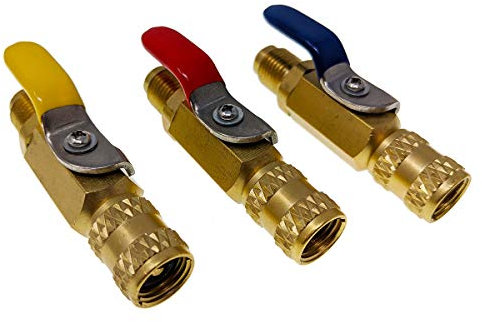 Klimaanlage Split R407c 3er Set Kugelventil kurz 1/4 SAE-m 1/4 SAE-f