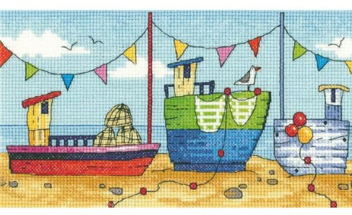 Heritage Crafts Cross Stitch Kit - By The Sea - Boats
