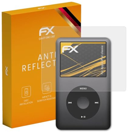atFoliX Displayfolie kompatibel mit Apple iPod classic Schutzfolie, entspiegelnde und stoßdämpfende FX Folie (3X)