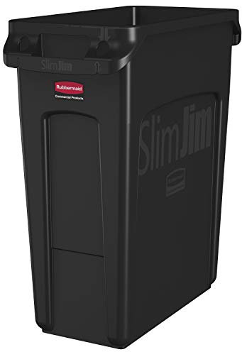 Rubbermaid Commercial Products 1955959 Vented Slim Jim-Abfalltonne, Kunststoff, 60 L, Schwarz