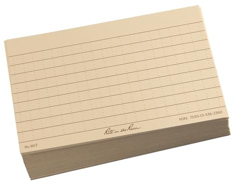 Rite in the Rain Weatherproof Index Cards, 3 x 5, Universal Pattern, Tan (No. 991T)
