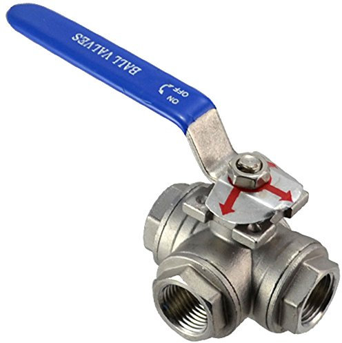 1/2 Dreiwege-Kugelhahn SS316 Typ L-Bohrung mit Hebelgriff Edelstahl BSPT
