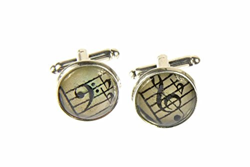 Miniblings Note Notenschlüssel Violinschlüssel Manschettenknöpfe - Handmade I Manschettenknopf Cufflinks Hemdknöpfe I schöne Holzbox inklusive - Note Notenschlüssel Violinschlüssel