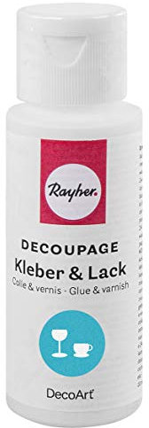Rayher 38928000 Decoupage Kleber&Lack für Glas, spülmaschinenfest, Fla, Verschiedenen Farben