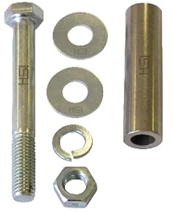 HSI Achsenzubehör Set - Schubkarren Zubehör zur Montage von Rädern, Mit Hülse 20x3,75 x120 mm, Sechskantschraube M12x100 mm, Sechskantmutter, Federring & Unterlegscheiben