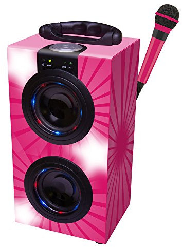 Lexibook Portable Karaoke with Microphone, 2x3W, LED lights, pink, BT600PKZ