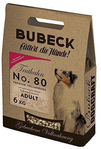 Bubeck | Hunde Trockenfutter Verschiedene Sorten | mit Lamm, Wild, Rind, Truthahn und Ente gebackenes Hundefutter | hohe Akzeptanz bei Allen Rassen (Truthahn, 6 Kg)