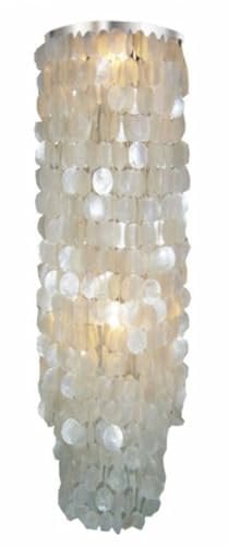 GURU SHOP Deckenlampe/Deckenleuchte, Muschelleuchte aus Hunderten Capiz, Perlmutt Plättchen - Modell Samoa XL Chrome, 200x40x40 cm