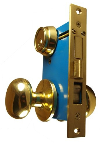 Maxtech Heavy Duty ORNAMENTAL Iron Gate Double Cylinder Mortise Lockset 2-1/2 Backset 1X 7-1/8 Faceplate Polish Brass (Left Hand )