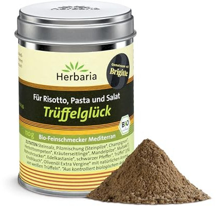 Herbaria Trüffelglück bio 110g M-Dose - fertiges Bio-Pilz- & Trüffelgewürz für intensiv-köstliche Gerichte - mit erlesenen Zutaten - in nachhaltiger Aromaschutz-Dose