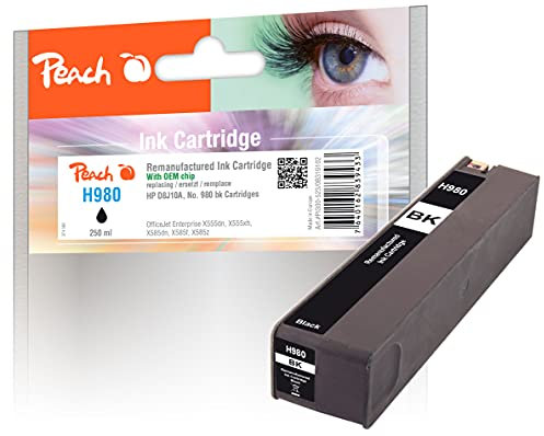 Peach H980 Druckerpatrone schwarz ersetzt HP No. 980 bk, D8J10A für z.B. HP OfficeJet Enterprise Color Flow X 585 z MFP, HP OfficeJet Enterprise Color X 550, HP OfficeJet Enterprise Color X 555 dn
