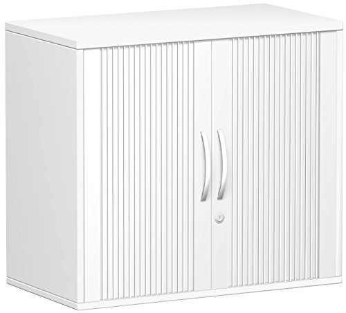 Gera Möbel Schranksystem Flex Anstell-Querrollladenschrank, Holzdekor, Silber/weiß, 80 x 42.5 x 72 cm