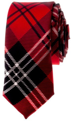 TopTie Schottenkaro Krawatte Unisex Retro Krawatte Schwarz und Rot Tie für Hochzeit Business