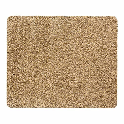 LA KO Baumwoll Fußmatte in verschiedenen Größen und Farben - waschbare Fußmatte, angenehm weich (beige, 50 x 60 cm)