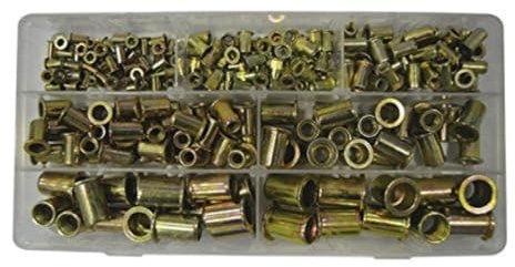 JBM 52703 Maletín de tuercas de remache de cabeza plana, 235 piezas
