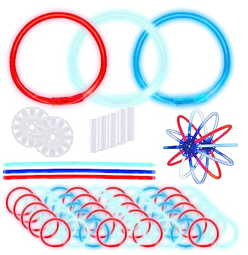 Fun Central B567 8 Inch Glow in the Dark Bracelets - Assorted Red-White-Blue 50ct