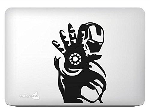 Adesiviamo Aufkleber Iron Man Apple Power 2 einzelne Farbe für alle Modelle von Apple Mac Book