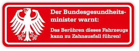 easydruck24de Fun-Aufkleber Warnung Zahnausfall I 15 x 5 cm I lustiger Spruch für Motorrad Mofa, als Auto-Aufkleber Fahrrad-Aufkleber I wetterfest rot I kfz363