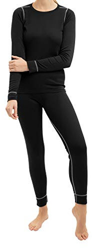 CFLEX Damen Ski- & Thermowäsche Set - warme Unterwäsche Langarm POLARDRY - Schwarz-Grau XL, Etikette Gr: 48/50