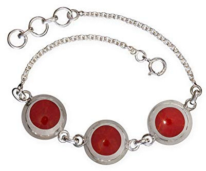 Fly Style Armband Damen aus Silber 925 - Koralle Muschel Perlmutt, Farbwahl:rot
