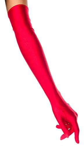 Rote Satinhandschuhe lang elegante Handstulpen aus Satin