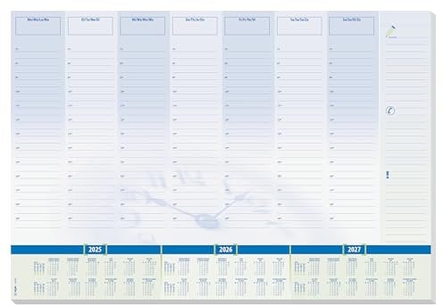 SIGEL HO350 Papier-Schreibtischunterlage, ca. DIN A2 - extra groß, mit 3-Jahres-Kalender, Tages- und Wochenplan mit Stundeneinteilung, 30 Blatt, aus nachhaltigem Papier