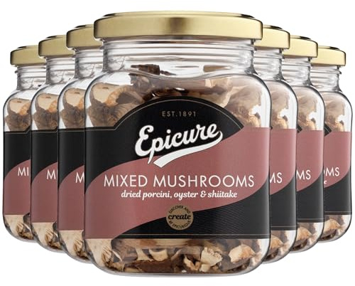 Epicure Mixed Mushrooms, Dried Porcini, Oyster & Shiitake Mushrooms, 25 g (Pack of 6)