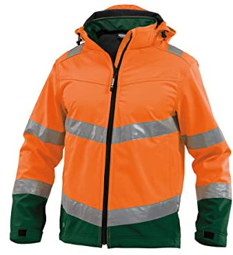Dassy Malaga Warnschutz Softshell-Jacke, Farbe:neonorange/flaschengrün, Größe:3XL