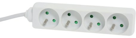 DEBFLEX - Multiprise 16A - Bloc 4 Prises 2P+T pour Branchements Multiples - Blanc - Cordon 1 Mètre