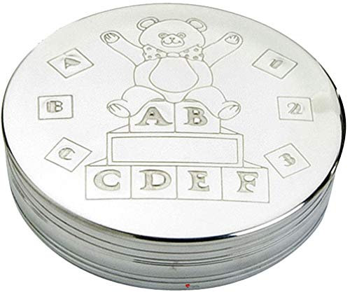 I LUV LTD Childrens Pewter Keepsake Trinket Box Teddy Bear Alphabet Lid Christening Gift