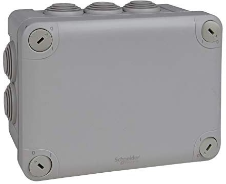 Schneider Electric Mureva Box Abzweigdose, 10 Tüllen Durchmesser 25mm, geeignet für Feuchträume, IP55, IK07, grau, Artikelnummer ENN05007